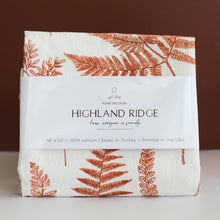  Red Fronds Tea Towel